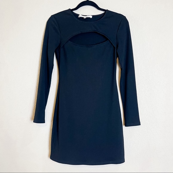 Lovers + Friends Cutout Ribbed Knit Mini Dress Black Size Small - Picture 2 of 5